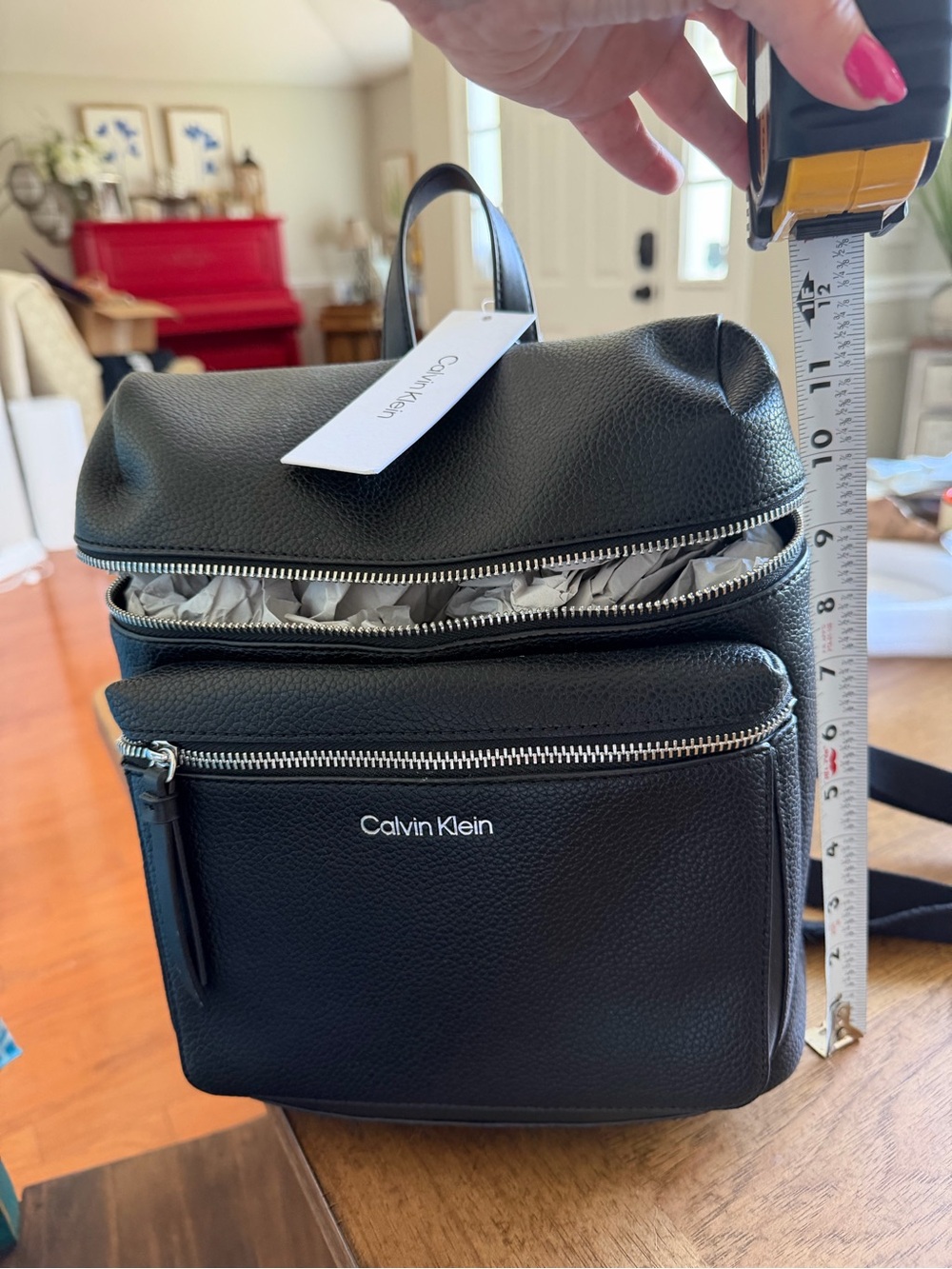 Calvin Klein Black Rucksack Textured Backpack - Picture 6 of 8